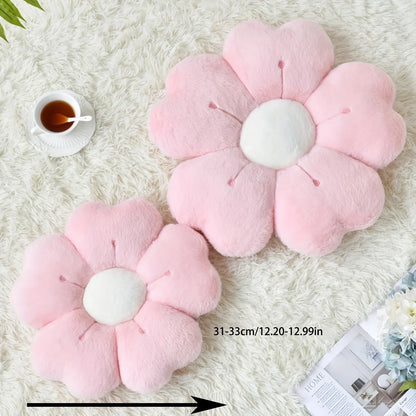 Plush Daisy Throw Pillow - Soft Decorative Cushion for Bed & Sofa, White/Pink Floral