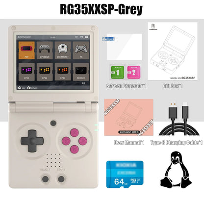 3.5-inch (8.9 cm) Flip Handheld Game Console – 64GB, 64‑Bit Linux IPS Clamshell Retro Gaming with WiFi & HDMI