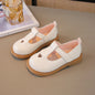 Girls Princess PU Leather T-Strap Flats with Heart Cut-Outs Cute Toddler & Kids Dress Shoes for Spring Autumn