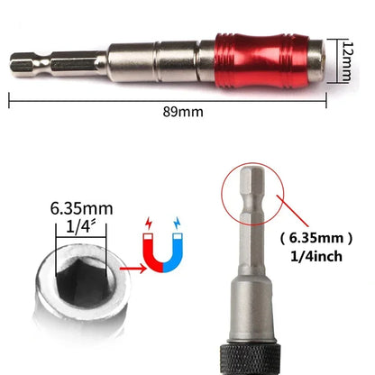 1/4-Inch (6.35 mm) Hex Magnetic Bit Holder — Quick-Change Screwdriver Extension Rod with Retaining Ring