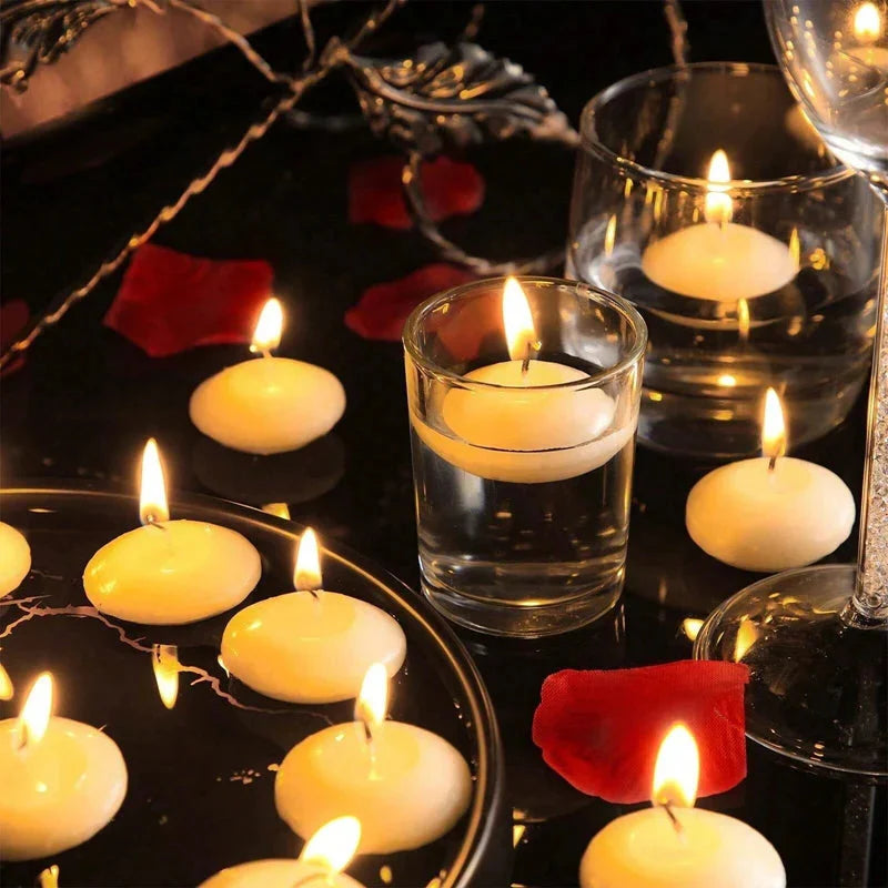 6/10/16Pcs Unscented Discs Candles Floating For Valentine's Day Party Wedding Home Bathtub Decor Romantic Confession Candlelight