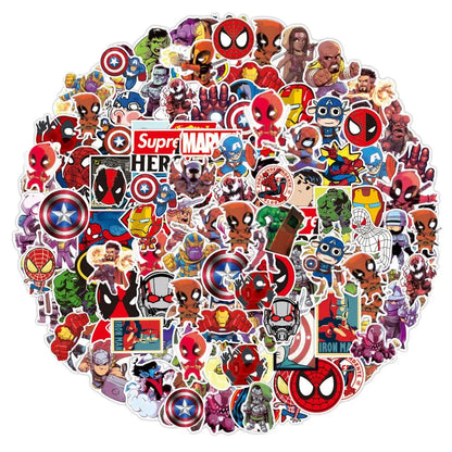 50/100PCS Marvel The Avengers Anime Cartoon Stickers DIY Laptop Skateboard Phone Bike Car Waterproof Sticker Decals