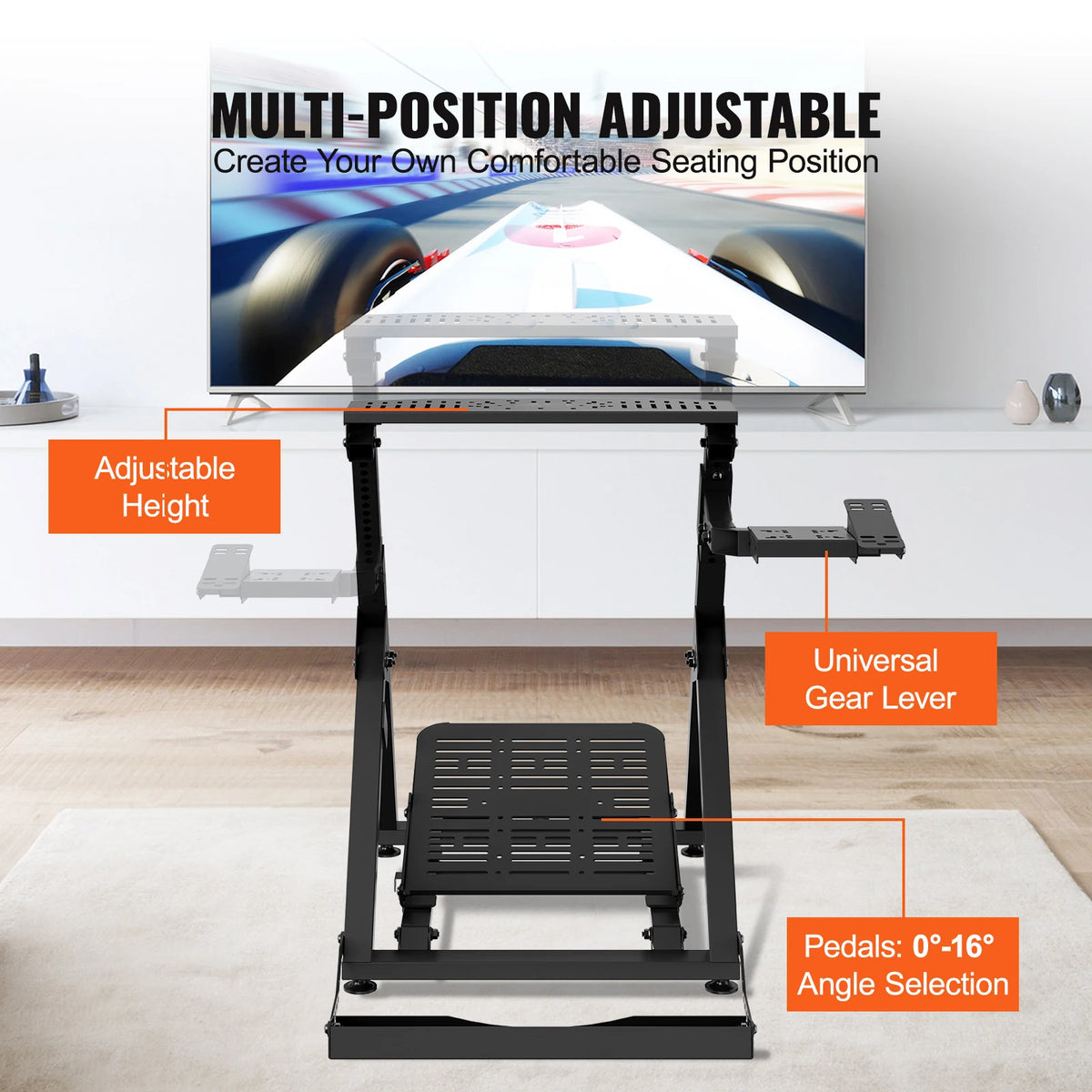 SucceBuy Foldable Racing Wheel Stand with Adjustable Pedals