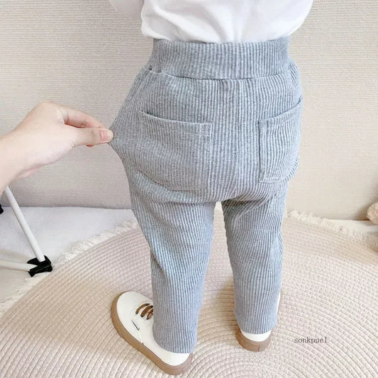 Unisex Kids Cotton High-Waist Leggings - Full-Length Pencil Pants for Girls & Boys (Ages 4-6)