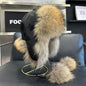2025 100% Real Fox Fur Hats Women's Russian Ushanka Aviator Trapper Snow Skiing Hat Caps Earflap Winter Raccoon Fur Bomber Hat