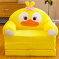 Plush Foldable Kids Sofa Bed 2-in-1 Cartoon Armchair with Removable Washable Cover