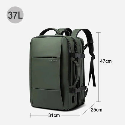 Expandable Business Backpack for Men - 17.3" Laptop, USB, Waterproof Travel Bag