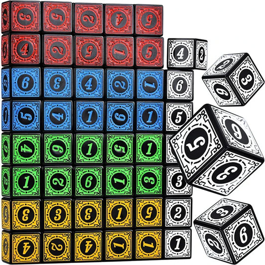 10-Piece Acrylic D6 Dice Set 16mm (0.63 in) – Carved Six-Sided Game Dice for RPG, Dungeons & Dragons & Board Games