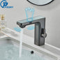 Touchless White Sensor Basin Faucet with Digital Temperature Display – Hot & Cold Mixer Tap for Bathroom Vanity