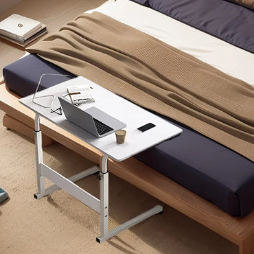 Adjustable Wooden Top Laptop Desk with Metal Frame — Portable Computer Table 60 x 40 cm (23.6 x 15.7 in), Height 69–80 cm (27.2–31.5 in)