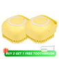 Dog & Cat Silicone Bath Brush with Shampoo Dispenser — Soft Rubber Bristles for Grooming & Massage