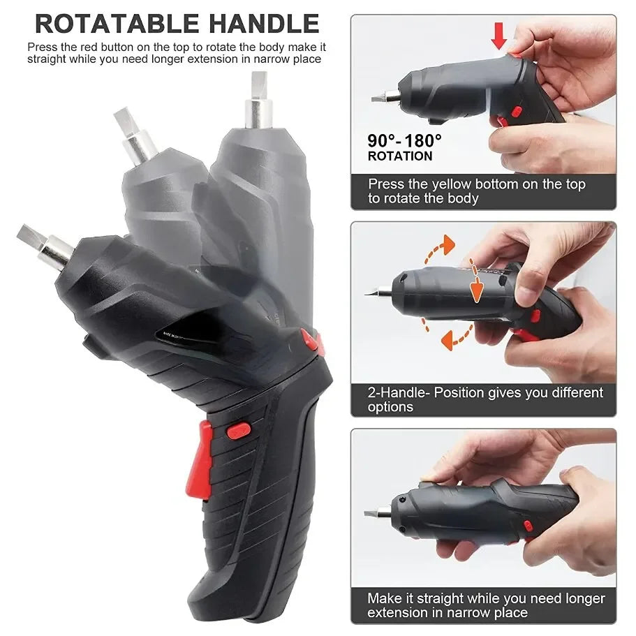 3.6V Cordless Electric Screwdriver Kit — 47-Piece Rechargeable Lithium Folding Drill Set