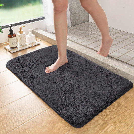 Long-Pile Shaggy Absorbent Bath Mat – Fluffy Non-Slip Bathroom & Entrance Rug