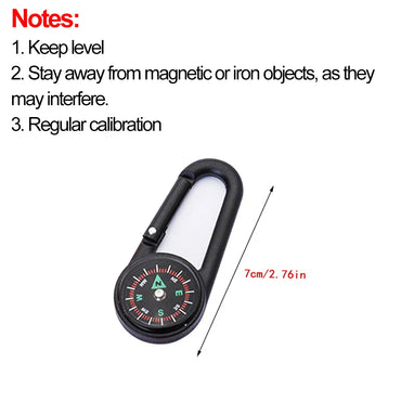 Mini Compass Carabiner Keychain — Camping & Hiking Backpack Buckle Survival Tool