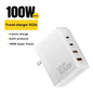 100W GaN 4-Port USB-C PD & QC Fast Charger (2 USB-C, 2 USB-A) — Power Delivery for Laptops, Phones & Tablets