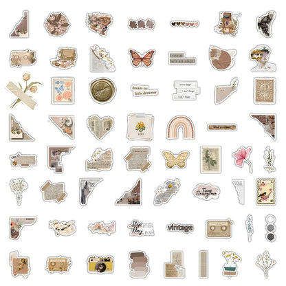 10/30/60/120PCS Retro Art Flower Butterfly Aesthetic Stickers Vintage Decal Laptop Phone Luggage Scrapbook Car Graffiti Sticker