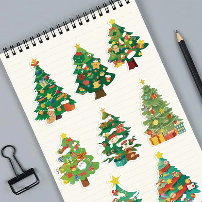 8/16/24PCS Toy Puzzle Stickers Christmas Tree Make a Face Stickers DIY Handicrafts Waterproof Stationery Stickers