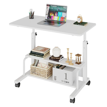 JHK 31.5" Mobile Standing Desk for Treadmill - 27.95"-43.70" Height Adjustable, Locking Wheels, 88 lbs, Pin-Lock, Chocolate/White/Black