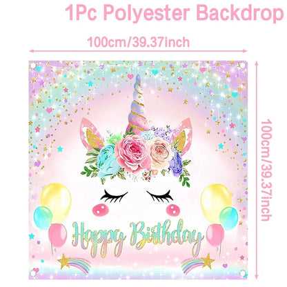 Rainbow Unicorn PE Tablecloth Happy Unicorn Theme Birthday Party Decorations Kids Favors Table Cover Girls Baby Shower Supplies