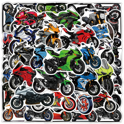 50/100PCS Cartoon Motorcycle Graffiti Stickers Decorative Luggage Notebook Car Waterproof Stationery Stickers