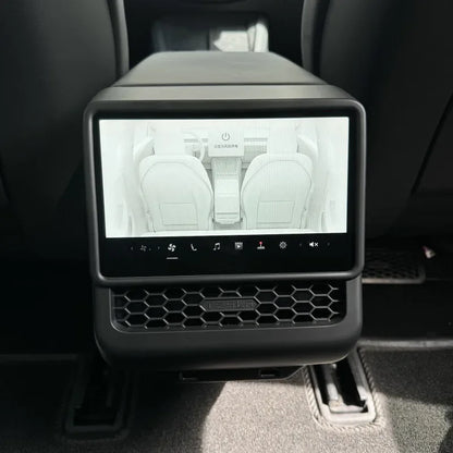 Rear Screen Cover Protector Frame Back Air Vent Trim White ABS Car Interior Accessory for Model Y Juniper