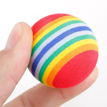 Rainbow Cat & Dog Toy Balls — 5-Pack/10-Pack Interactive Chew, Rattle & Scratch Training Toys