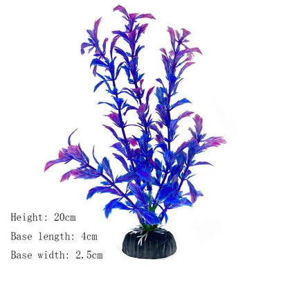 Artificial Aquarium Plants – Plastic Underwater Green Shrubs with Resin Base, Fish Tank Decoration