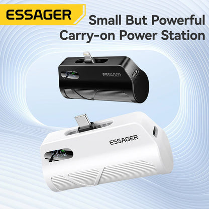 Mini Capsule Power Bank 5000mAh PD 20W USB-C & Lightning Plug Portable External Battery
