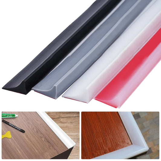 Silicone Shower & Kitchen Water Barrier Strip – Water Stopper Seal, 30/50/80/100/200 cm (11.8–78.7 in) – Transparent/Grey/Black/White