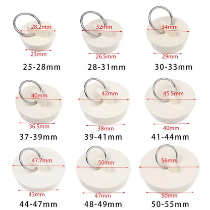 Universal Rubber Sink & Bathtub Drain Stopper Plug — Leakproof Floor Drain Strainer, White