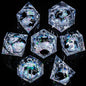 Liquid-Core Cat Resin 7-Piece RPG Dice Set — Sharp-Edge Polyhedral D20 D12 D10 D8 D6 D4 for Dungeons & Dragons & Tabletop