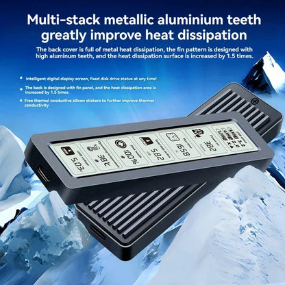 M.2 NVMe SATA Dual-Protocol SSD Enclosure with HD Display USB 3.2 Gen2 Type-C 10Gbps