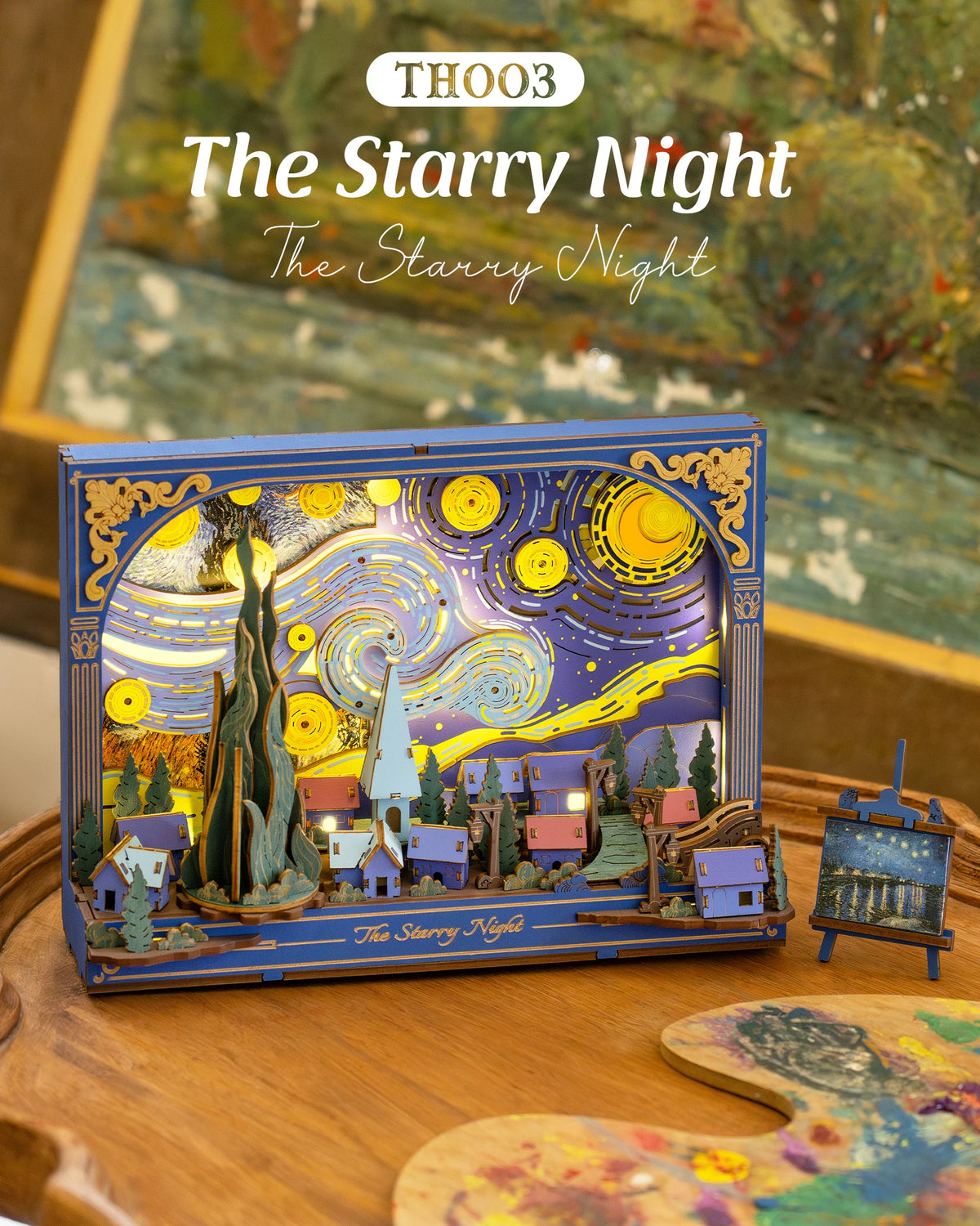 ROKR Starry Night 3D Wooden Puzzle – Van Gogh DIY Craft Kit Wall Art (238 Pieces)