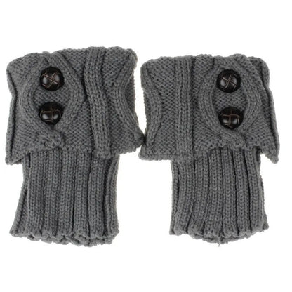 Women's Short Knit Diamond 2-Button Boot Cuffs — Knit Leg Warmers & Boot Covers