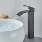 Brushed Gold Waterfall Bathroom Faucet - Single Lever Deck-Mount Basin Mixer, Single Hole, Stainless Steel Ceramic Valve