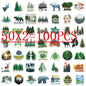 50PCS Green Forest Graffiti Stickers Decorative Guitar Luggage Waterproof DIY Stationery Stickers