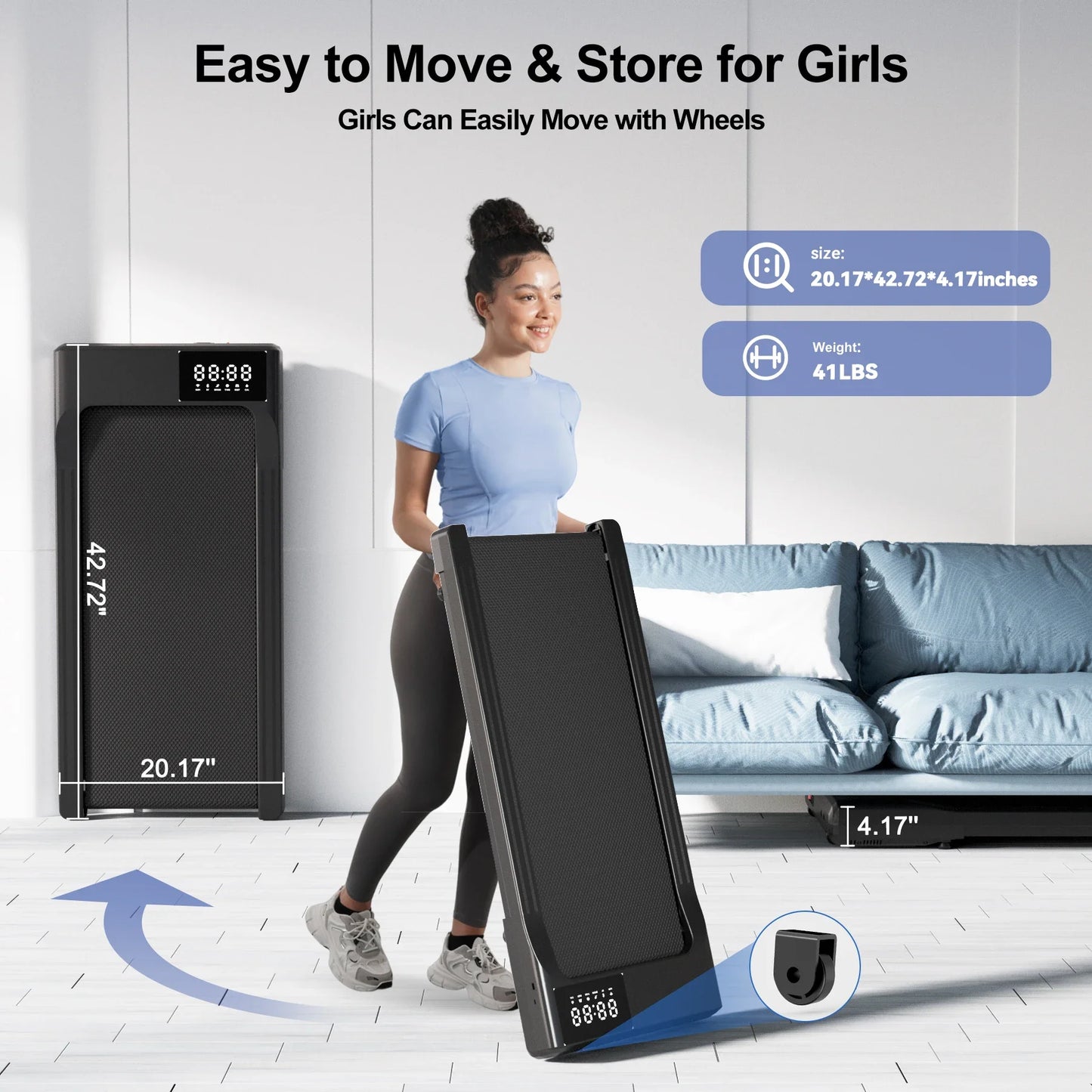 Portable Walking Treadmill 2.5HP — Anti-Slip, Home & Office Use