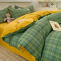 Nordic Plaid Washed Cotton Bedding Set - Duvet Cover + Pillowcases & Flat Sheet - Twin/Full/Queen/King