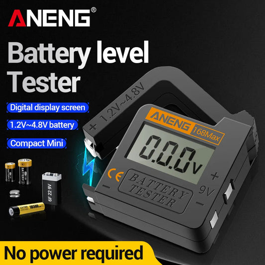 Universal Lithium Battery Tester Portable 1.2-9V LCD Battery Checker for AA AAA C D 9V 18650 & Button Cells