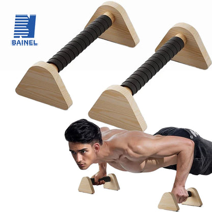 Solid Beech Wood Foldable Push-Up & Dip Stand — Portable Russian Parallel Bars for Home Gym Strength Training