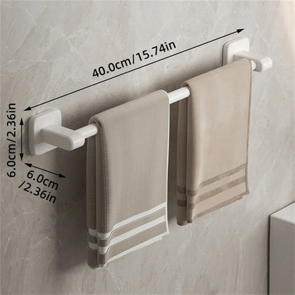 Self-Adhesive Double Towel Bar No-Drill Bathroom Towel Rack White/Gray
