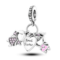 925 Sterling Silver Pink Butterfly & Luminous Firefly Charm – Dangle Bead for Bracelet or Necklace | Elegant DIY Jewelry Gift for Women