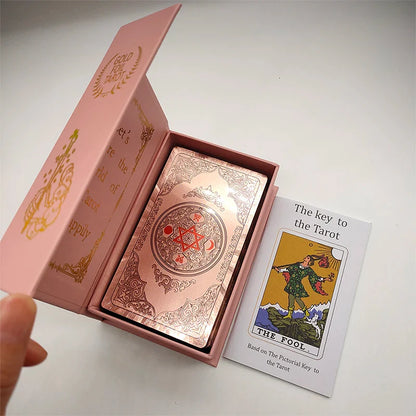 Gold Foil Tarot Plastic Cards Rose Pink Oracle Waterproof Card Deck Mysterious Board Game Divination Cards