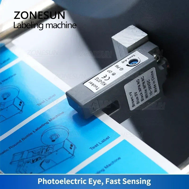 ZONESUN ZS-TB16P Electric Round Bottle Labeling Machine - Pedal and One-Key Modes, Labels up to 160mm Wide