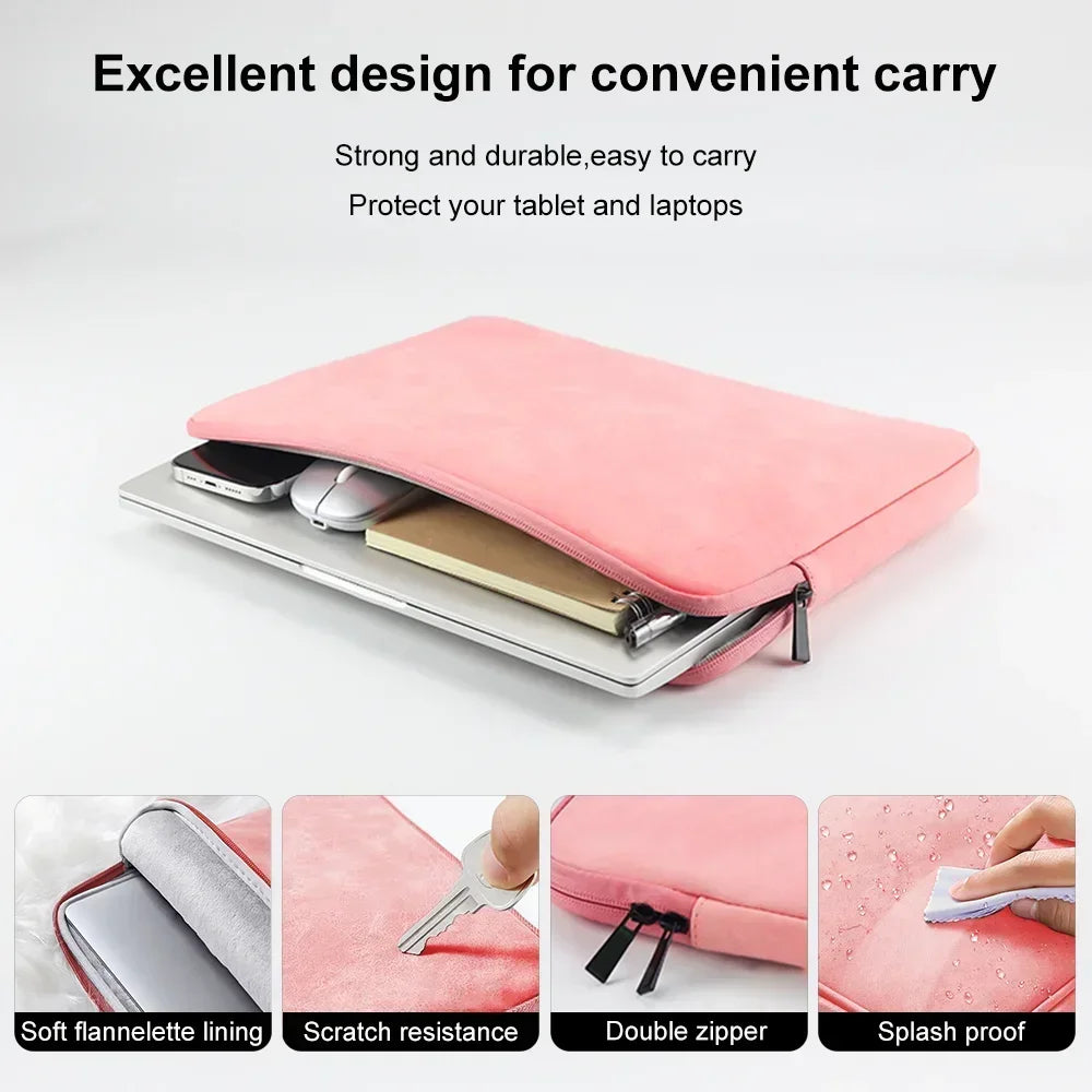 Water-Resistant PU Laptop Sleeve 12–16 Inch — Slim Microfiber Interior