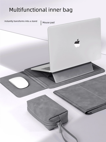 PU Laptop Sleeve with Built-in Stand 13–16 Inch — Slim Protective Case