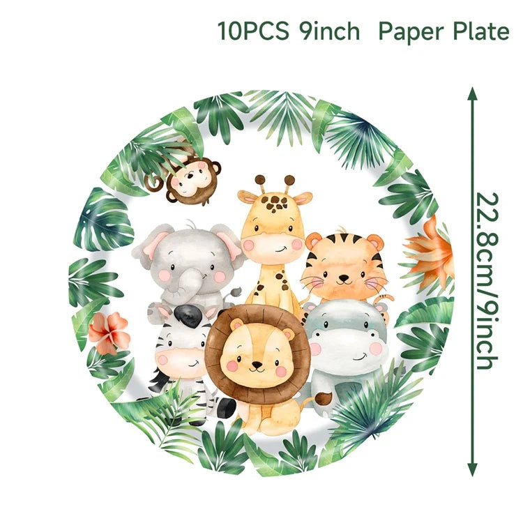Jungle Animal Tablecloth Birthday Party Decor Palm Leaves Tablecloth Jungle Safari Wild One Kids Birthday Party Decoration