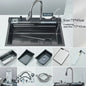 304 Stainless Steel Undermount Kitchen Sink Single Bowl 75 x 45 cm (29.5 x 17.7 in) Brushed Finish with Waterfall Faucet, Digital Display and Soap Dispenser