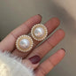 Vintage Circle Drop Earrings – Baroque Pearl Gold Earclips for Women