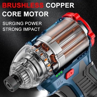 200 N·m (148 ft·lb) 16.8V Brushless Cordless Impact Driver Drill Screwdriver for Home DIY